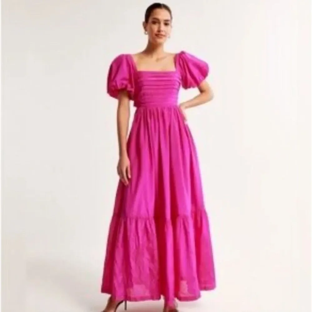 The A&F Emerson Drama Bow-Back Black Maxi Dress Size LP